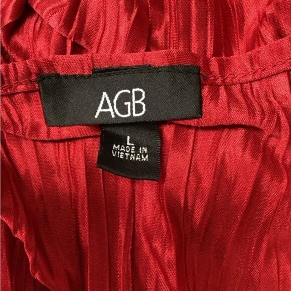 AGB Women’s Sleeveless Scoop Neck Ruffle Layered Blouse, Red, size L - Picture 4 of 6